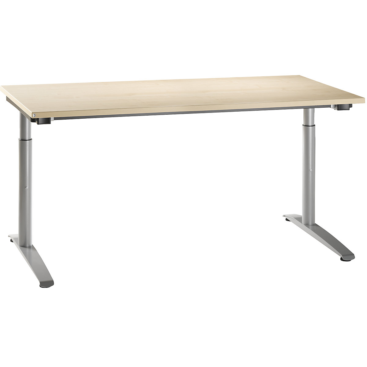 Scrivania con basamento a C HANNA, regolabile in altezza 650 – 850 mm, larghezza 1600 mm, simil-acero-0