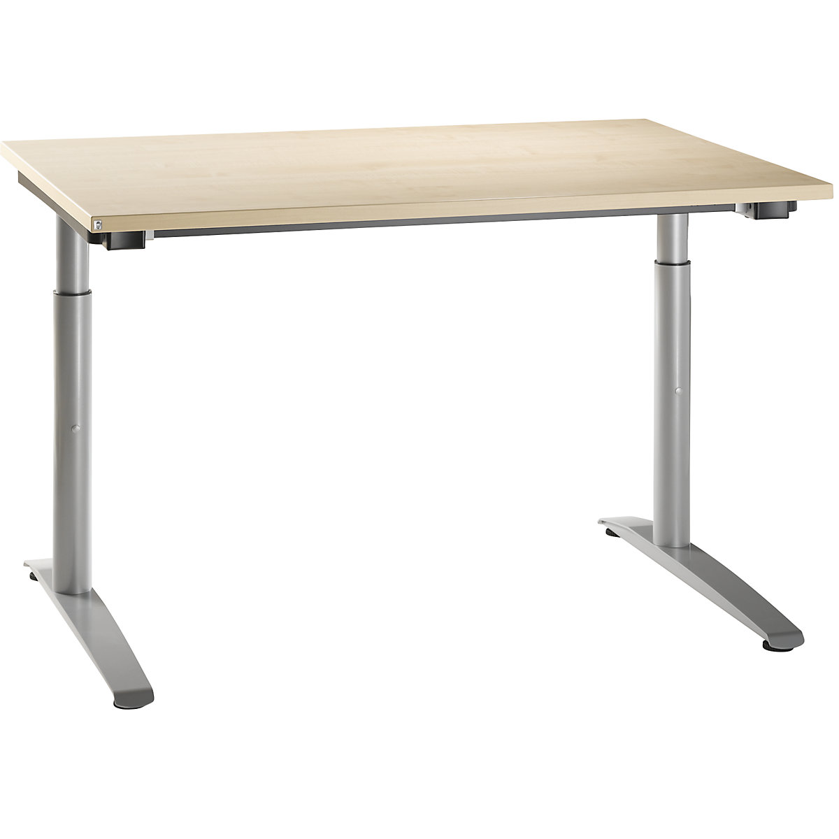 Scrivania con basamento a C HANNA, regolabile in altezza 650 – 850 mm, larghezza 1200 mm, simil-acero-0