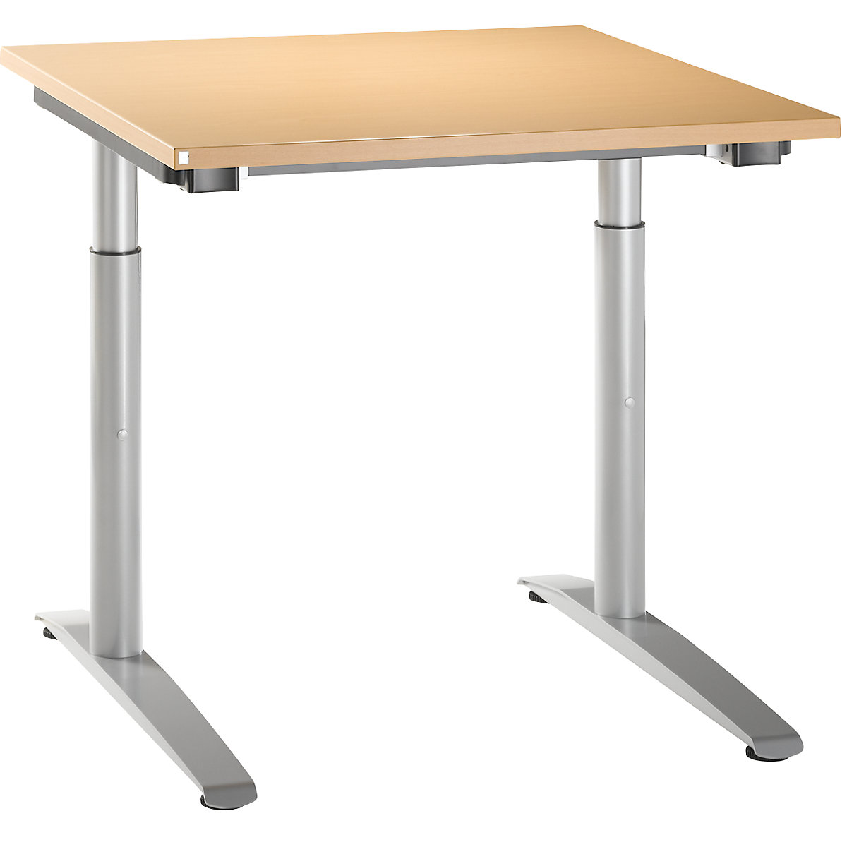 Scrivania con basamento a C HANNA, regolabile in altezza 650 – 850 mm, larghezza 800 mm, simil-faggio-0