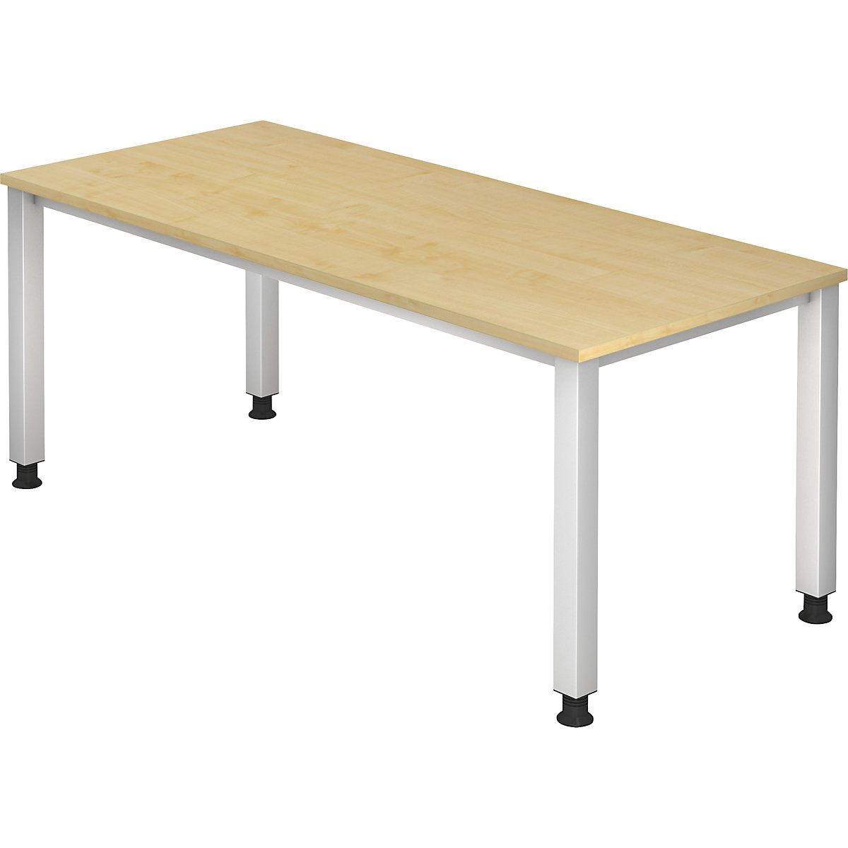Scrivania – eurokraft pro, basamento a 4 gambe, larghezza 1800 mm, alluminio brillante / simil-acero-0