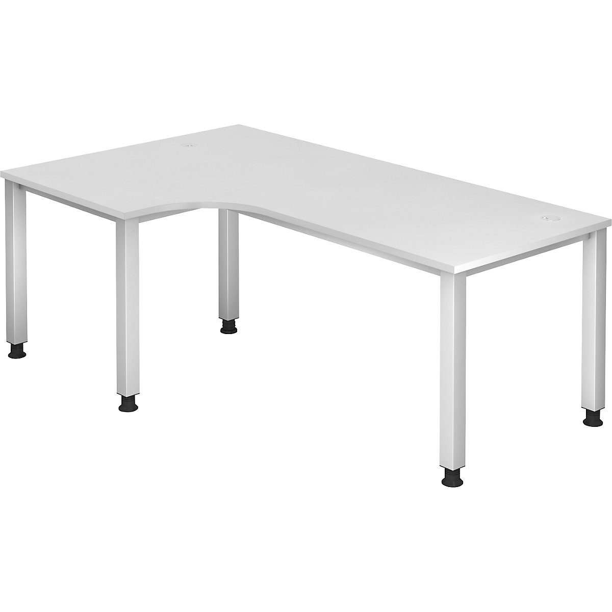 Scrivania – eurokraft pro, piano angolare, larghezza 2000 mm, alluminio brillante / bianco-0