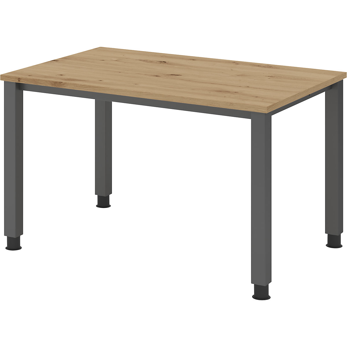 Scrivania – eurokraft pro, basamento a 4 gambe, larghezza 1200 mm, grafite / rovere nodato-0