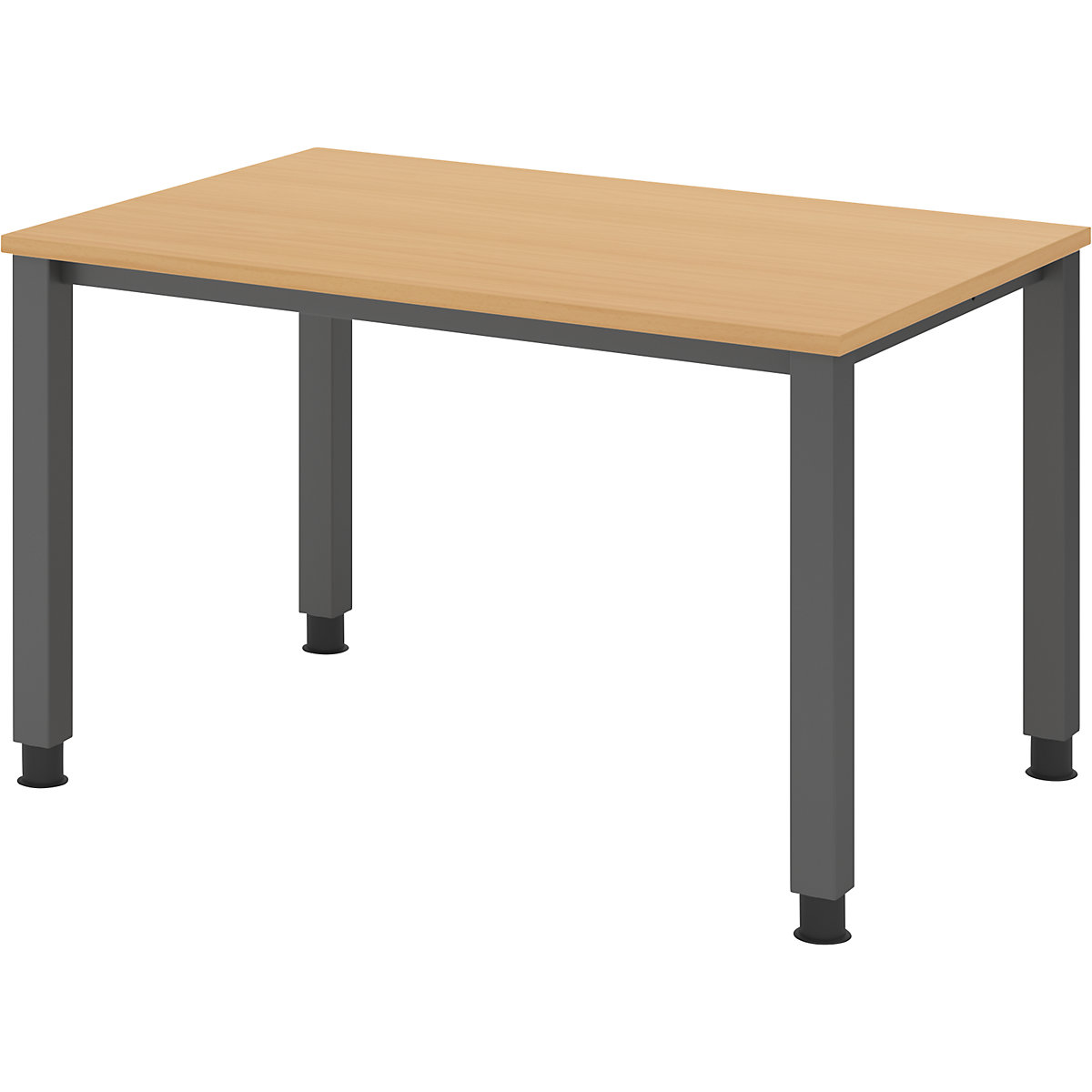 Scrivania – eurokraft pro, basamento a 4 gambe, larghezza 1200 mm, grafite / faggio-0