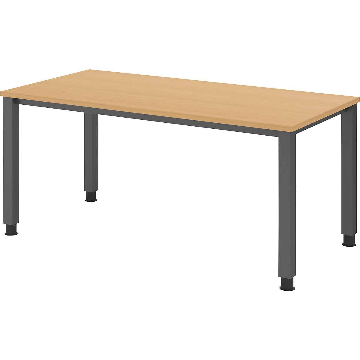 Scrivania – eurokraft pro, basamento a 4 gambe, larghezza 1600 mm, grafite / faggio-0