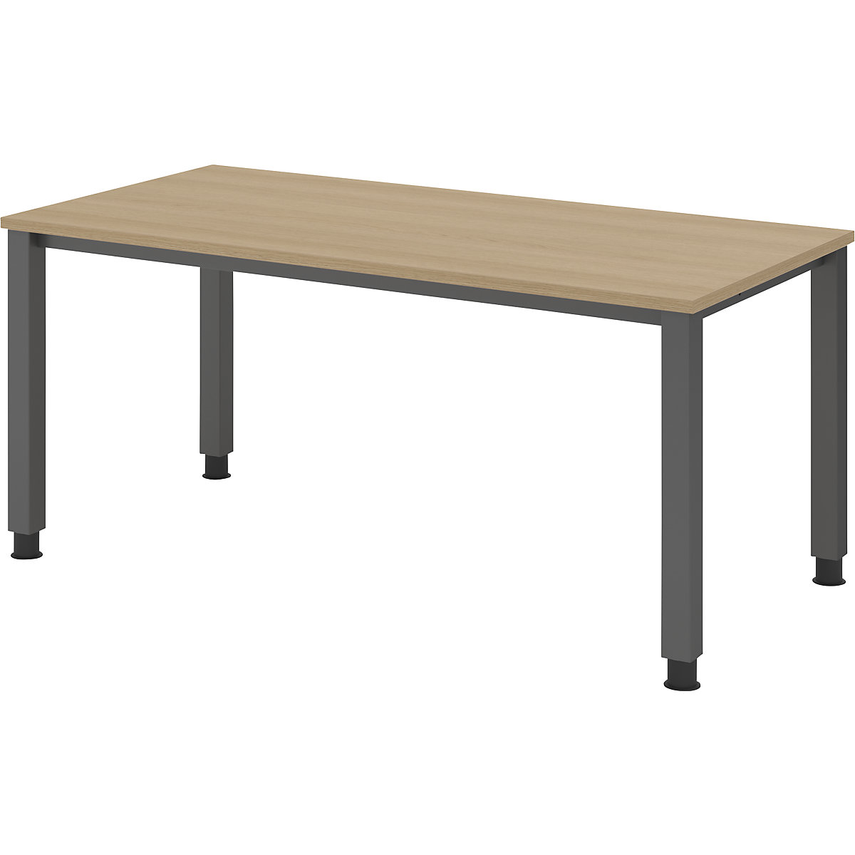 Scrivania – eurokraft pro, basamento a 4 gambe, larghezza 1600 mm, grafite / quercia-0