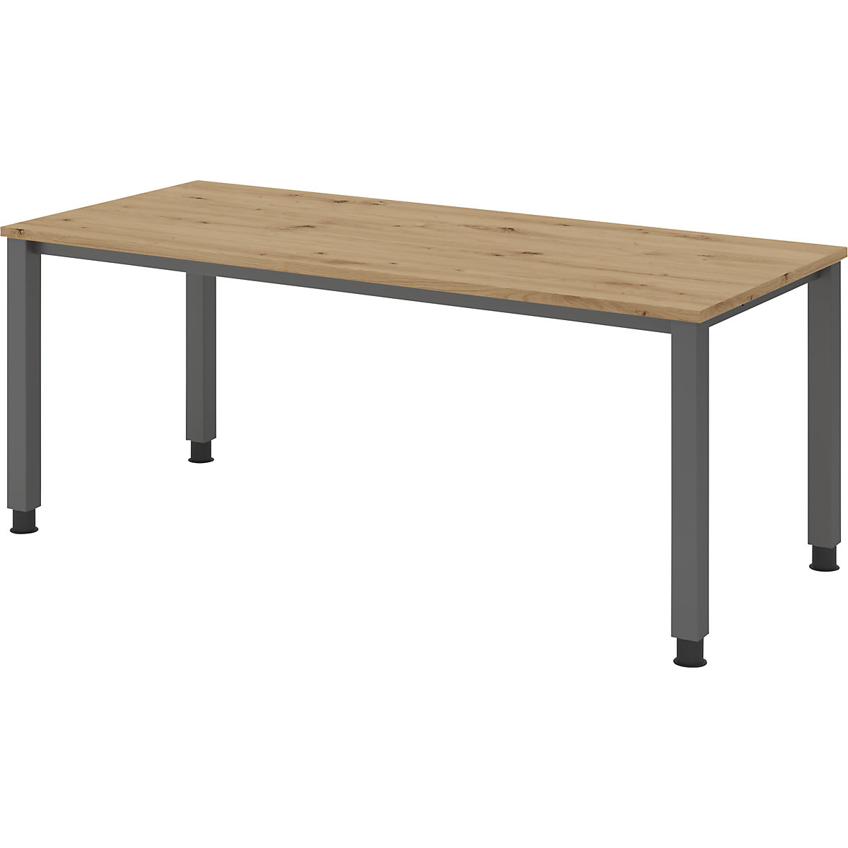 Scrivania – eurokraft pro, basamento a 4 gambe, larghezza 1800 mm, grafite / rovere nodato-0