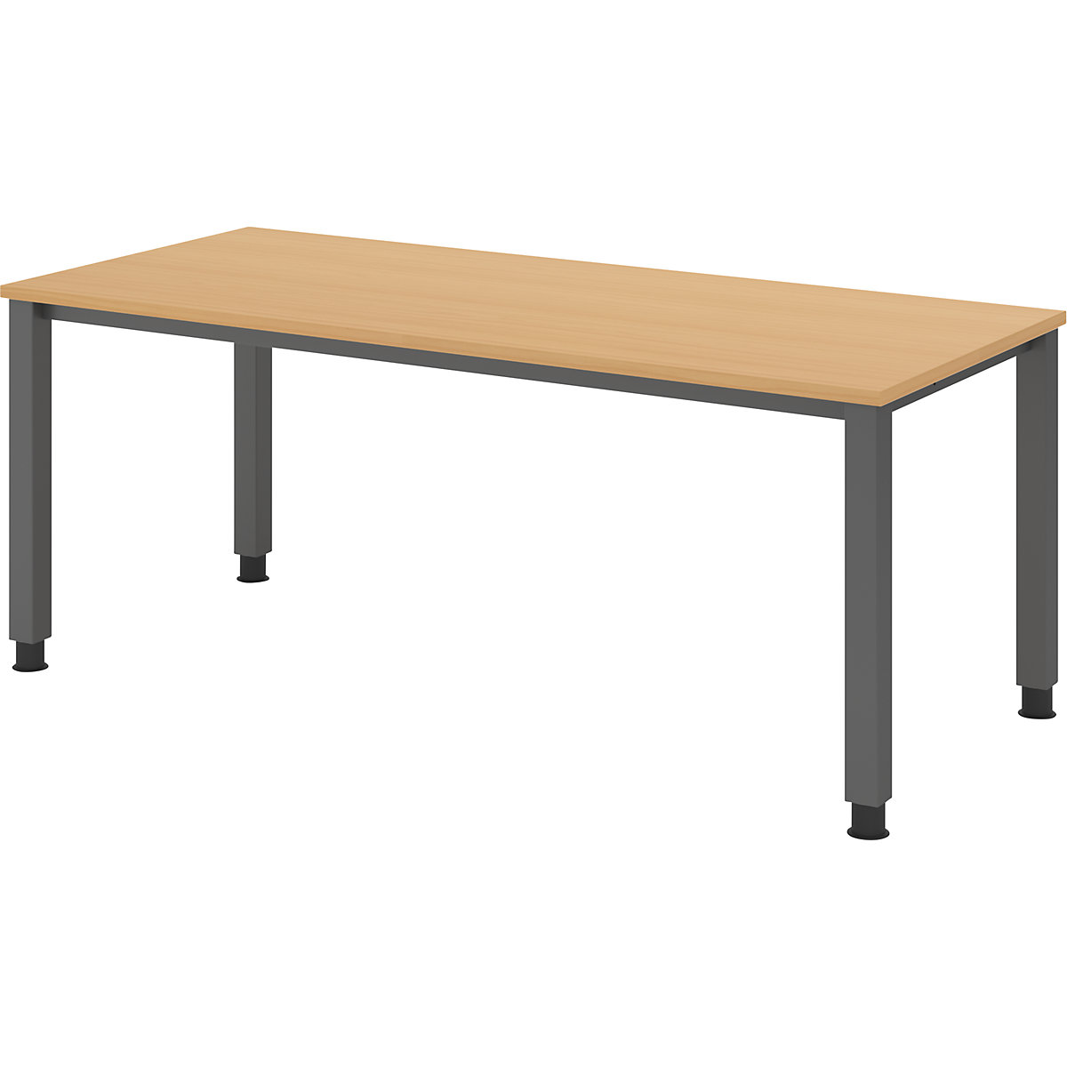 Scrivania – eurokraft pro, basamento a 4 gambe, larghezza 1800 mm, grafite / faggio-0