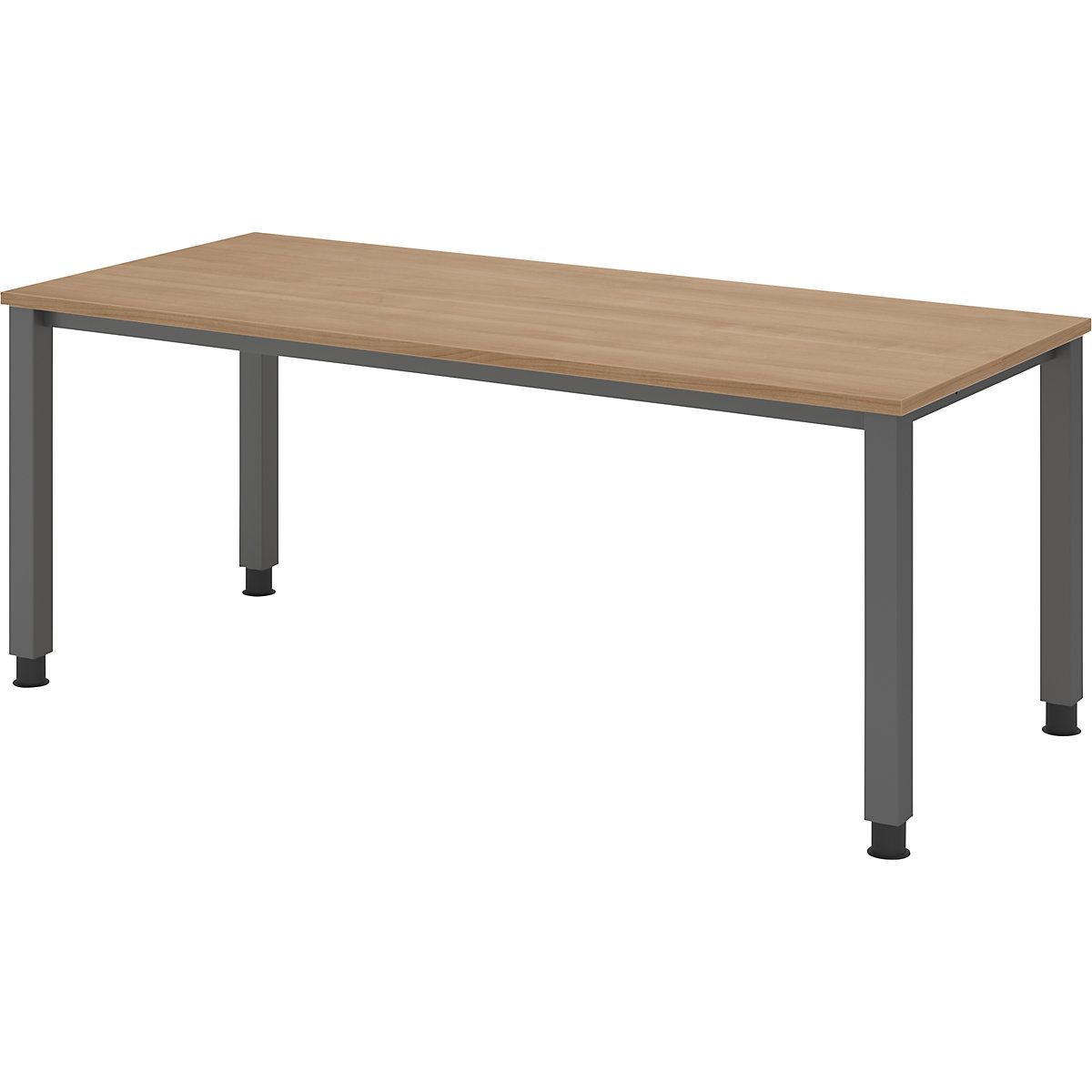 Scrivania – eurokraft pro, basamento a 4 gambe, larghezza 1800 mm, grafite / noce-0