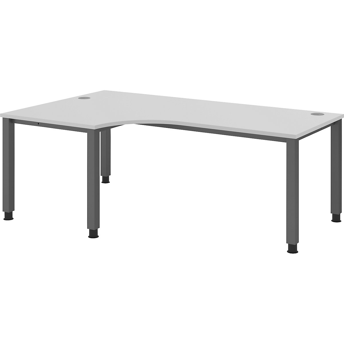 Scrivania – eurokraft pro, piano angolare, larghezza 2000 mm, grafite / grigio chiaro-0