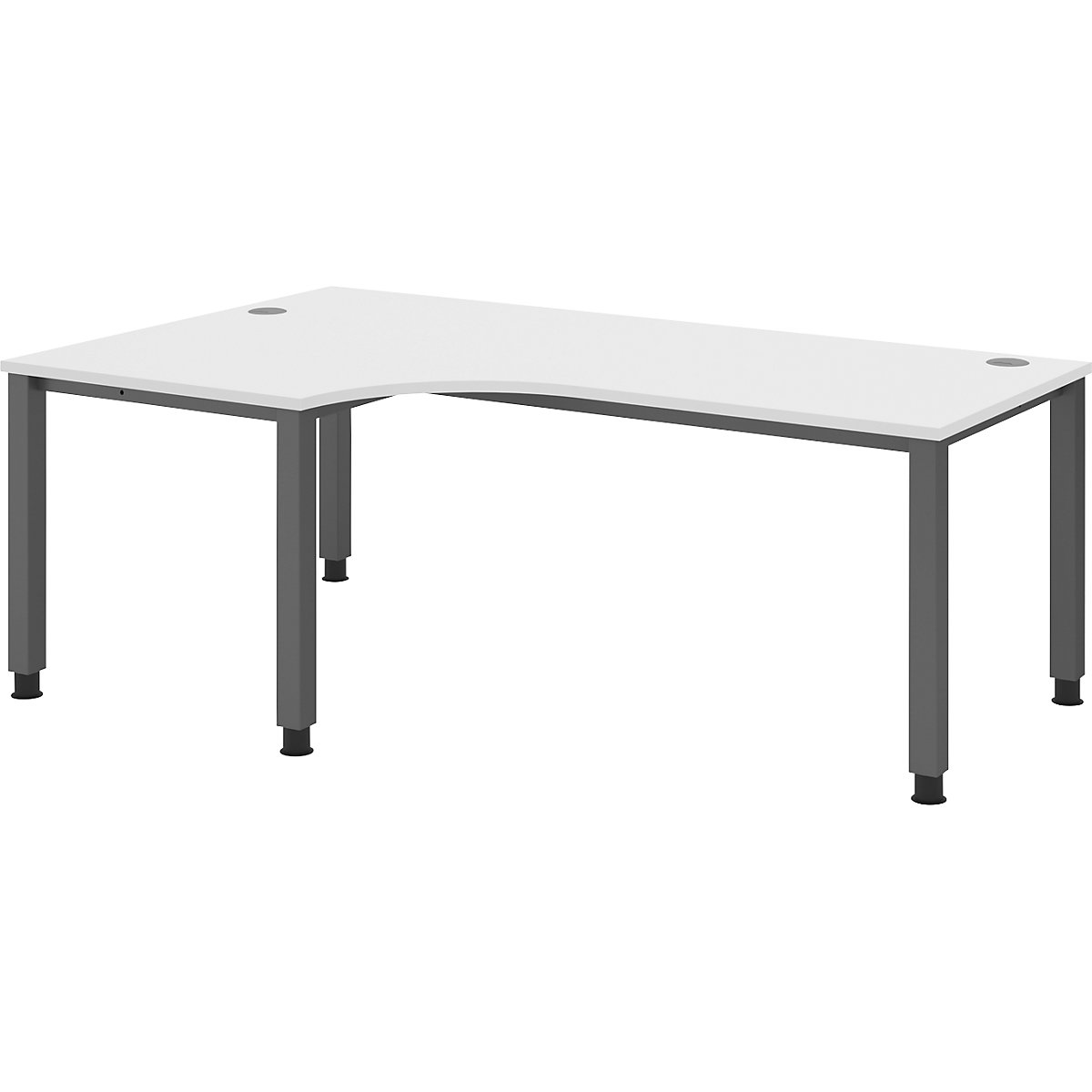 Scrivania – eurokraft pro, piano angolare, larghezza 2000 mm, grafite / bianco-0