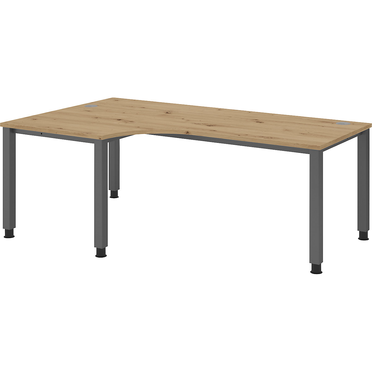 Scrivania – eurokraft pro, piano angolare, larghezza 2000 mm, grafite / rovere nodato-0