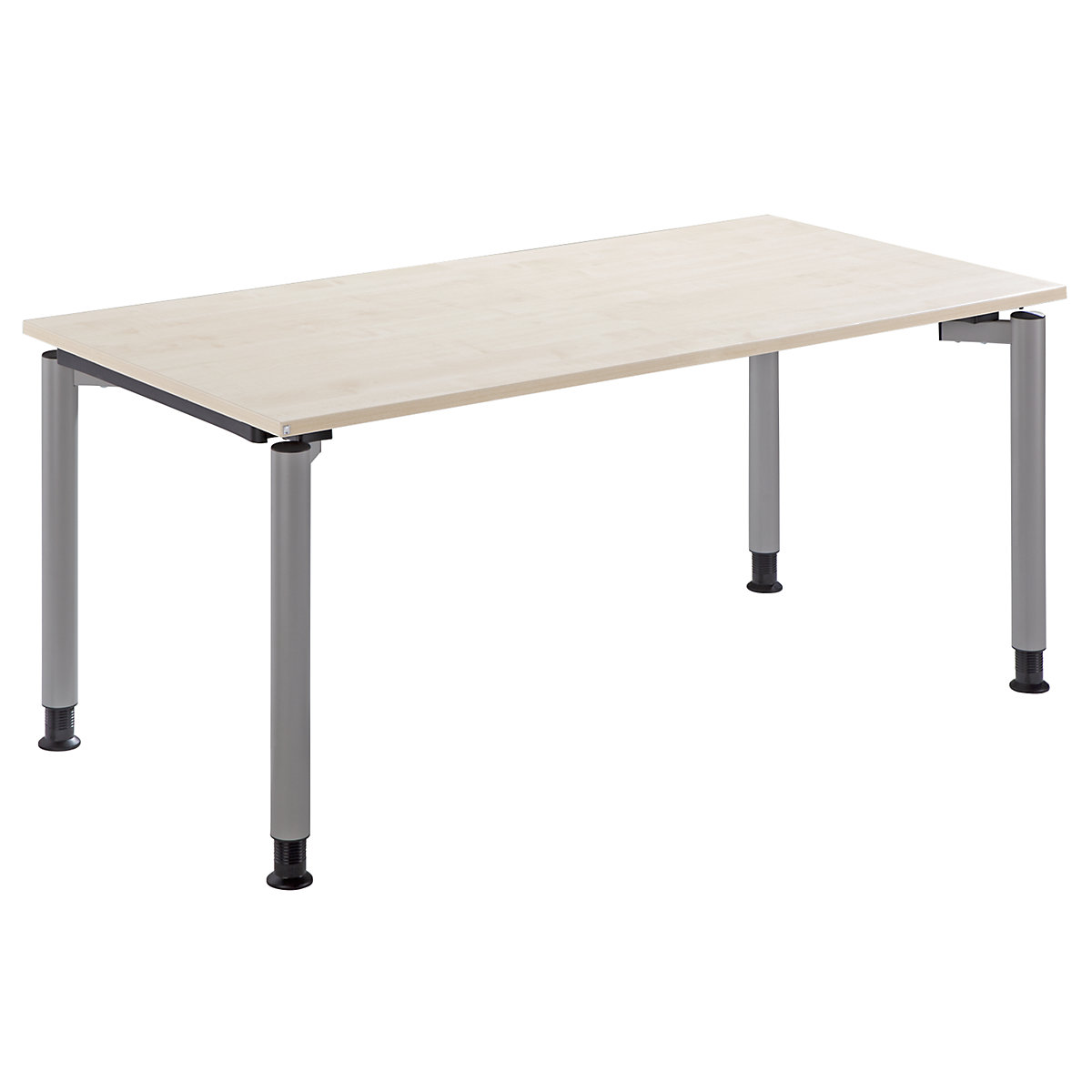 Scrivania con basamento a 4 gambe THEA, altezza 680 – 820 mm, larghezza 1600 mm, simil-acero-0