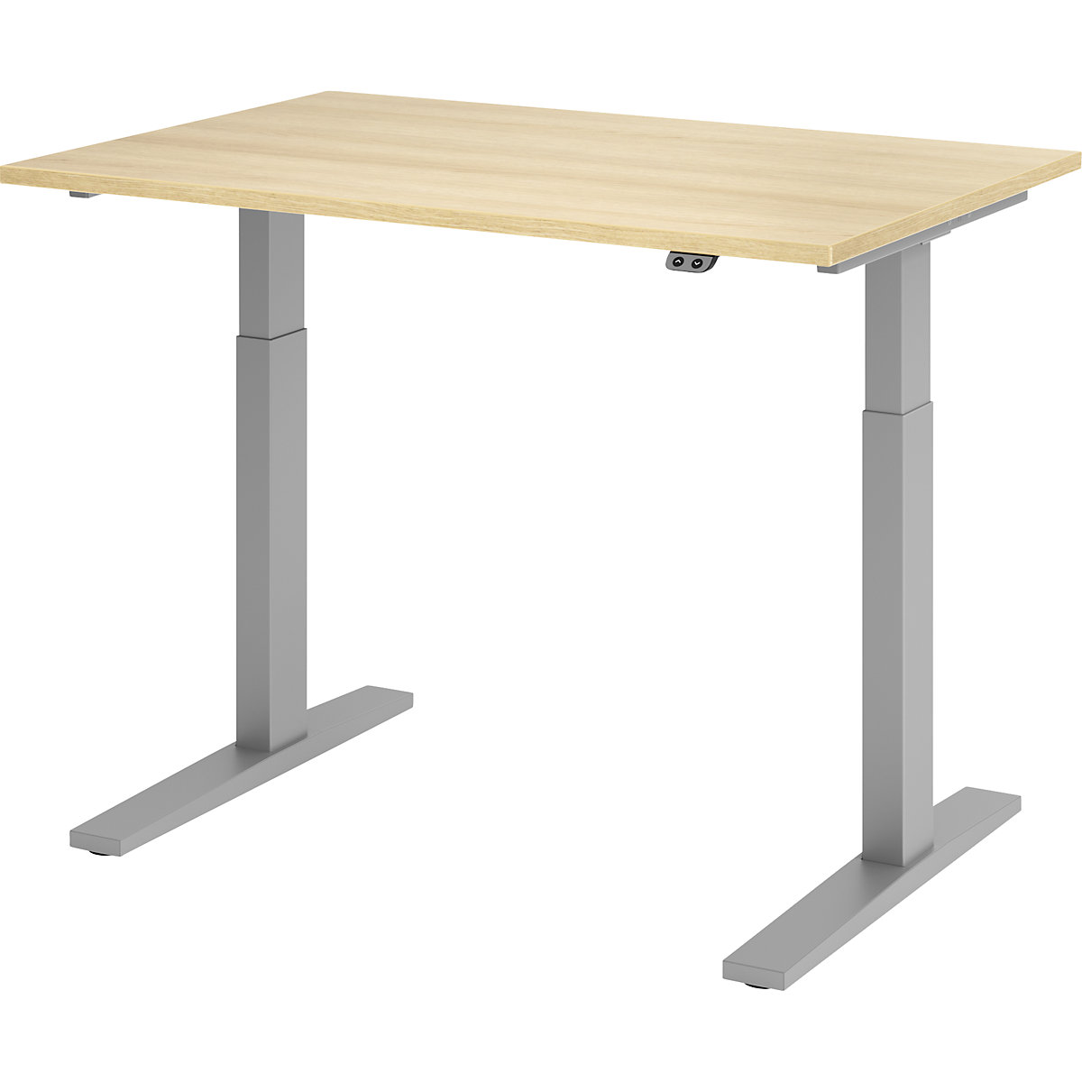Scrivania, con regolazione elettrica dell'altezza UPLINER-K, 700 – 1200 mm, largh. x prof. 1200 x 800 mm, largh. x prof. 1200 x 800 mm, quercia/alluminio brillante-0