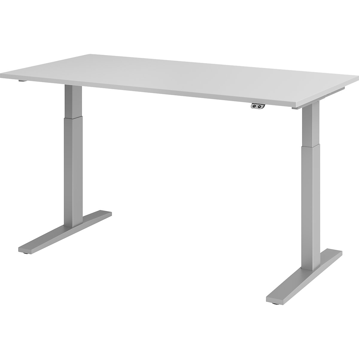 Scrivania, con regolazione elettrica dell'altezza UPLINER-K, 700 – 1200 mm, largh. x prof. 1200 x 800 mm, largh. x prof. 1600 x 800 mm, grigio chiaro/alluminio brillante-0