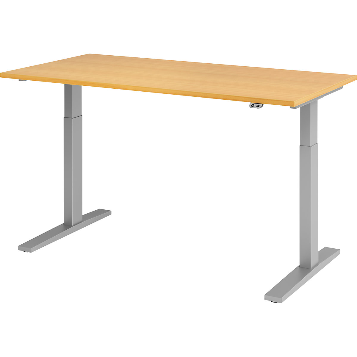 Scrivania, con regolazione elettrica dell'altezza UPLINER-K, 700 – 1200 mm, largh. x prof. 1200 x 800 mm, largh. x prof. 1600 x 800 mm, faggio/alluminio brillante-0