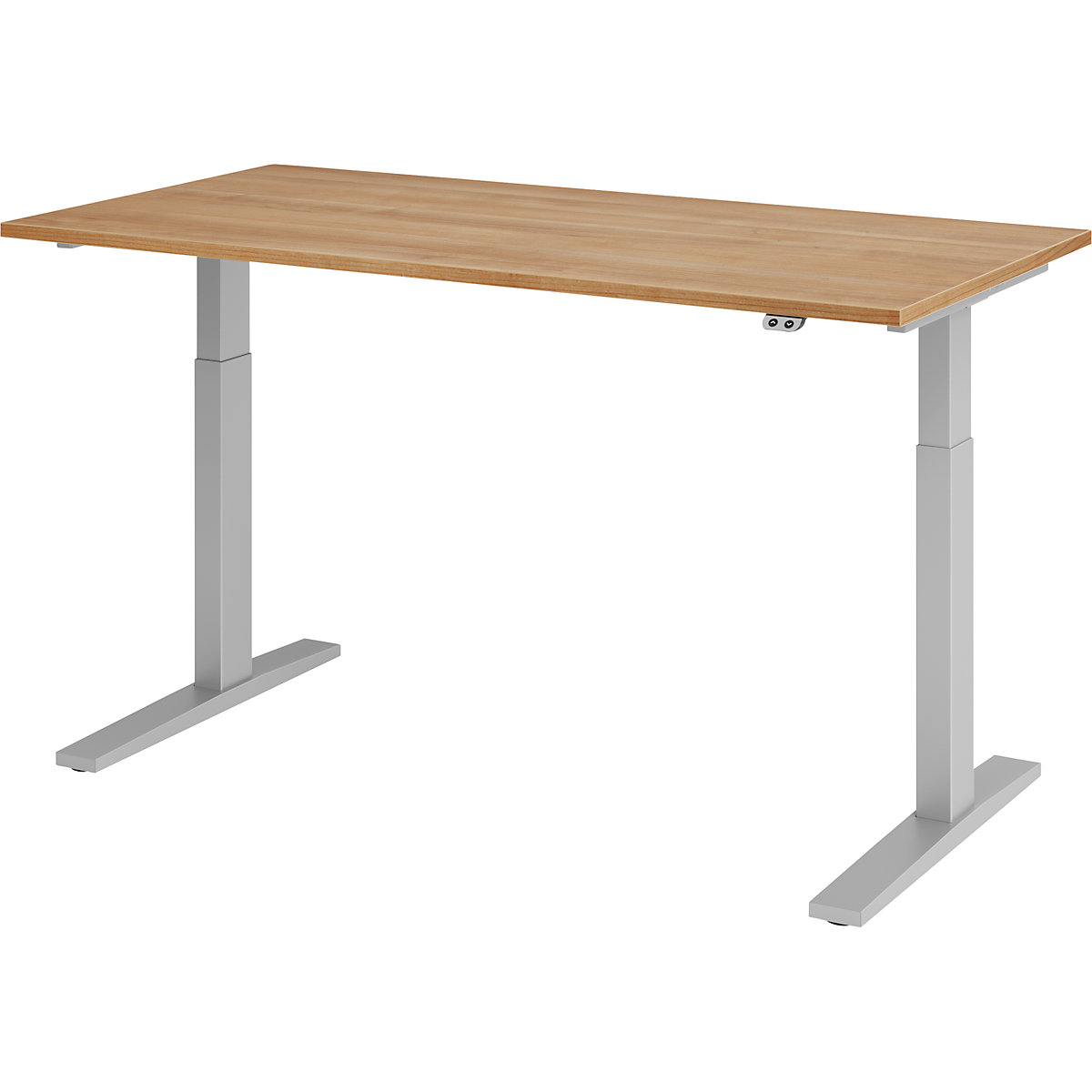 Scrivania, con regolazione elettrica dell'altezza UPLINER-K, 700 – 1200 mm, largh. x prof. 1200 x 800 mm, largh. x prof. 1600 x 800 mm, noce/alluminio brillante-0