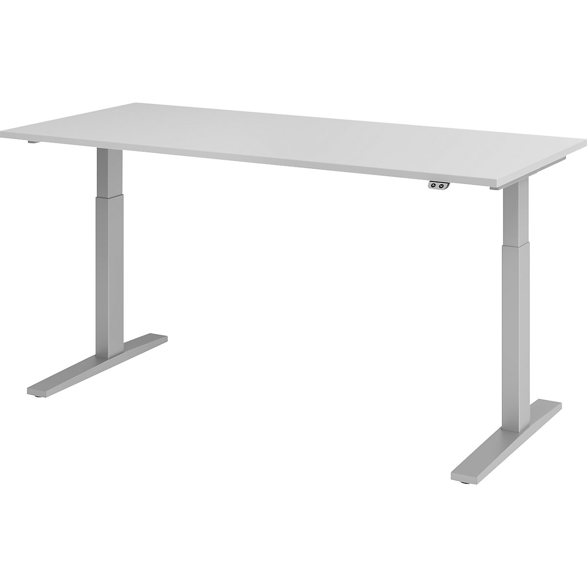 Scrivania, con regolazione elettrica dell'altezza UPLINER-K, 700 – 1200 mm, largh. x prof. 1200 x 800 mm, largh. x prof. 1800 x 800 mm, grigio chiaro/alluminio brillante-0