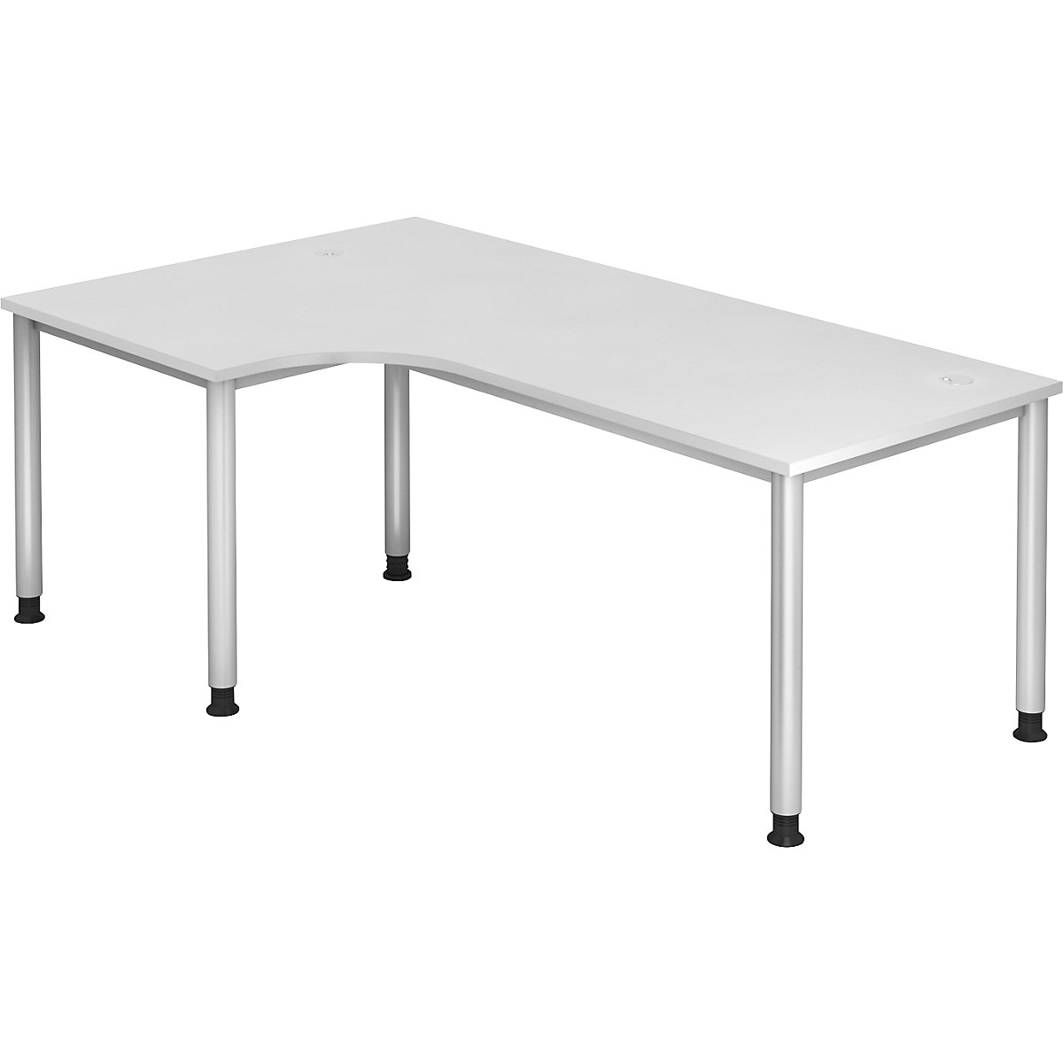 Scrivania a forma libera, alt. x largh. x prof. 760 x 2000 x 1200 mm, alluminio brillante / bianco-0