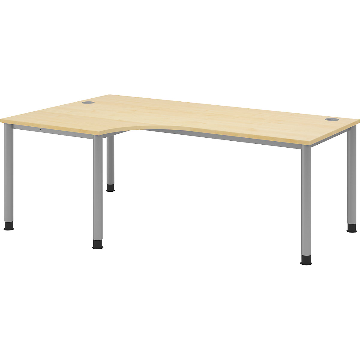 Scrivania a forma libera, alt. x largh. x prof. 760 x 2000 x 1200 mm, alluminio brillante / acero-0
