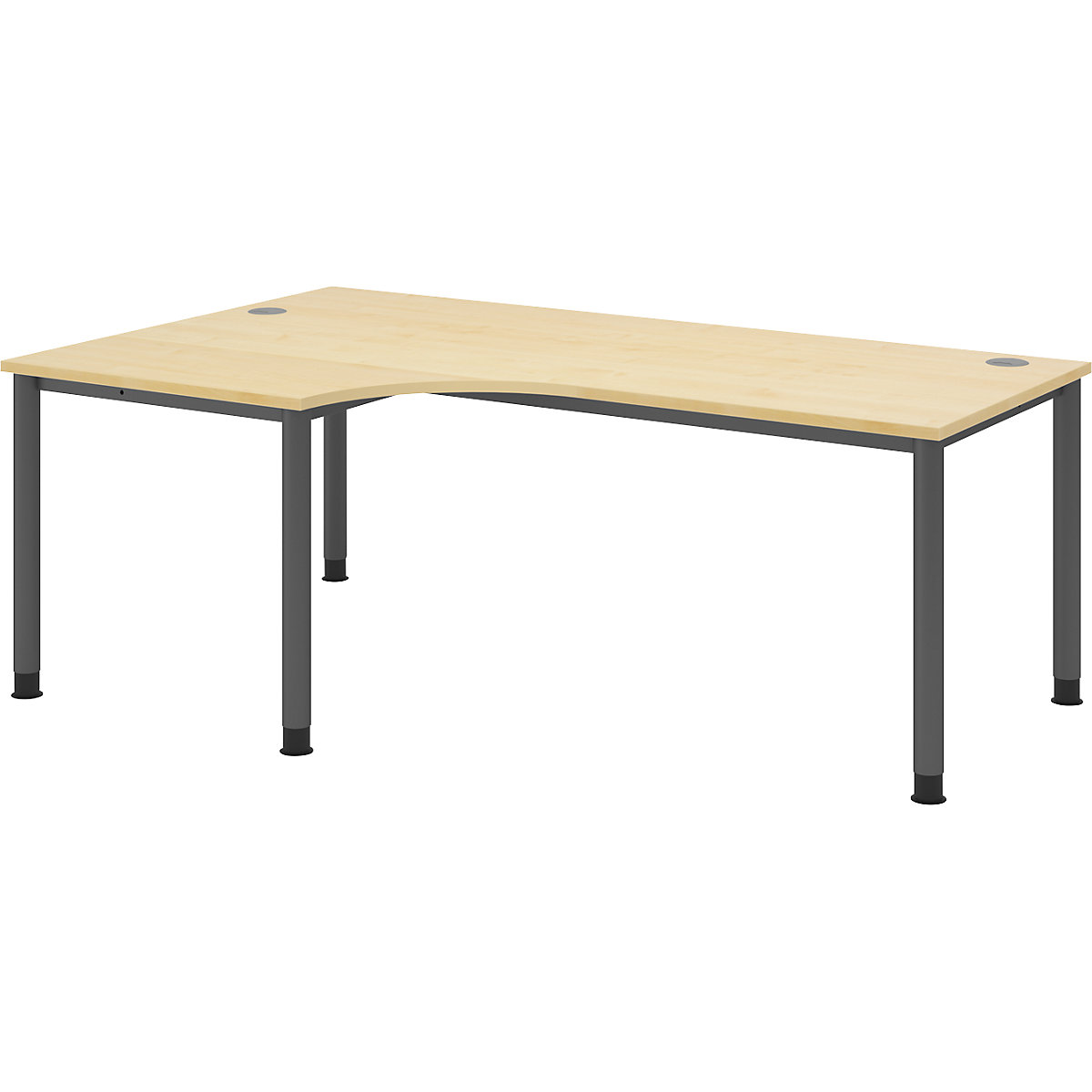 Scrivania a forma libera, alt. x largh. x prof. 760 x 2000 x 1200 mm, grafite / acero-0