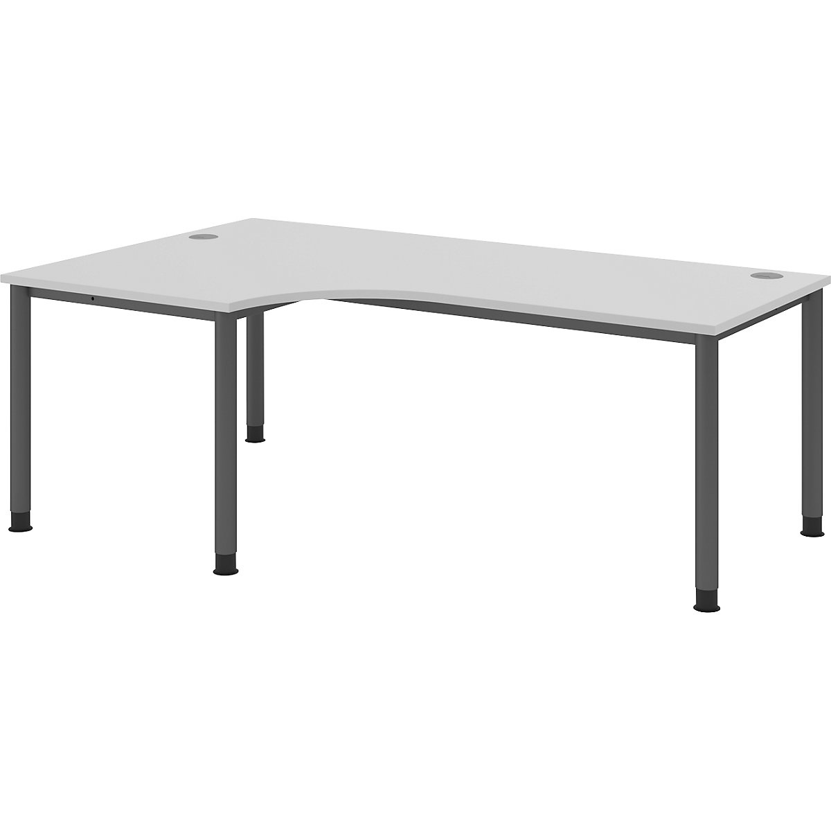 Scrivania a forma libera, alt. x largh. x prof. 760 x 2000 x 1200 mm, grafite / grigio chiaro-0