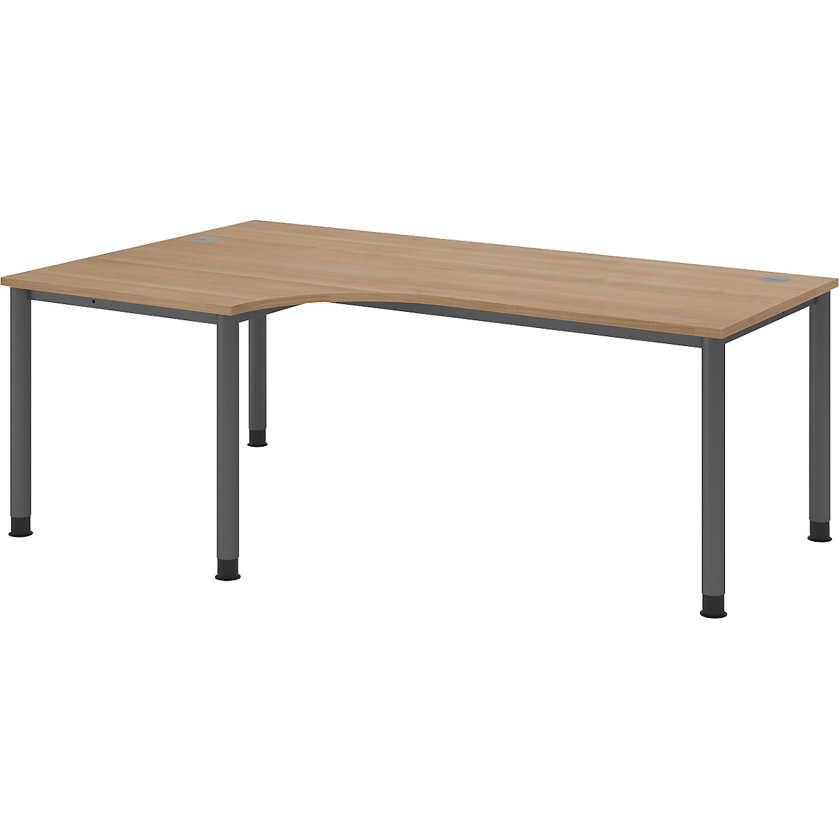 Scrivania a forma libera, alt. x largh. x prof. 760 x 2000 x 1200 mm, grafite / noce-0