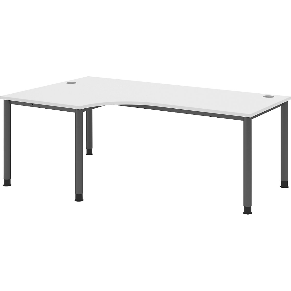 Scrivania a forma libera, alt. x largh. x prof. 760 x 2000 x 1200 mm, grafite / bianco-0