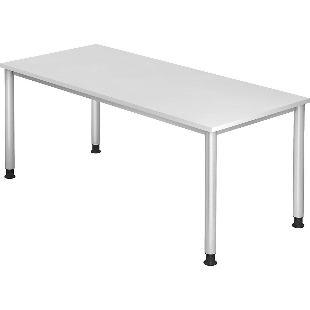 Scrivania, alt. x prof. 685 – 810 x 800 mm, 4 gambe in tubi tondi, larghezza 1800 mm, alluminio brillante / bianco-0