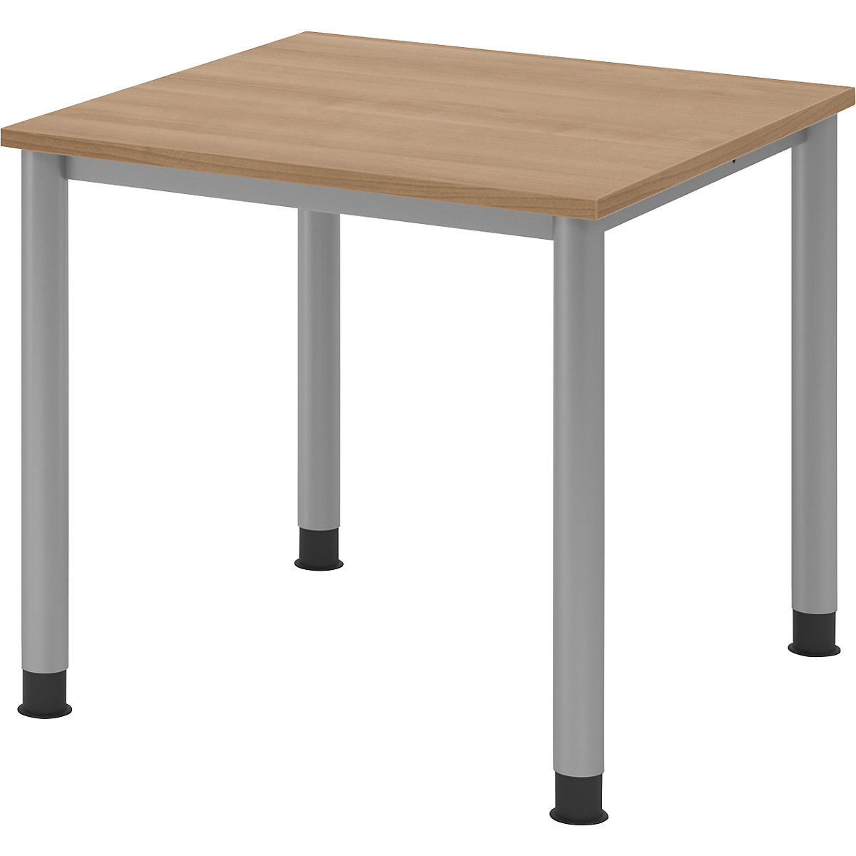 Scrivania, alt. x prof. 685 – 810 x 800 mm, 4 gambe in tubi tondi, larghezza 800 mm, alluminio brillante / noce-0