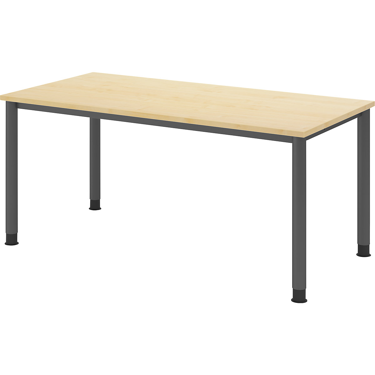 Scrivania, alt. x prof. 685 – 810 x 800 mm, 4 gambe in tubi tondi, larghezza 1600 mm, grafite / acero-0