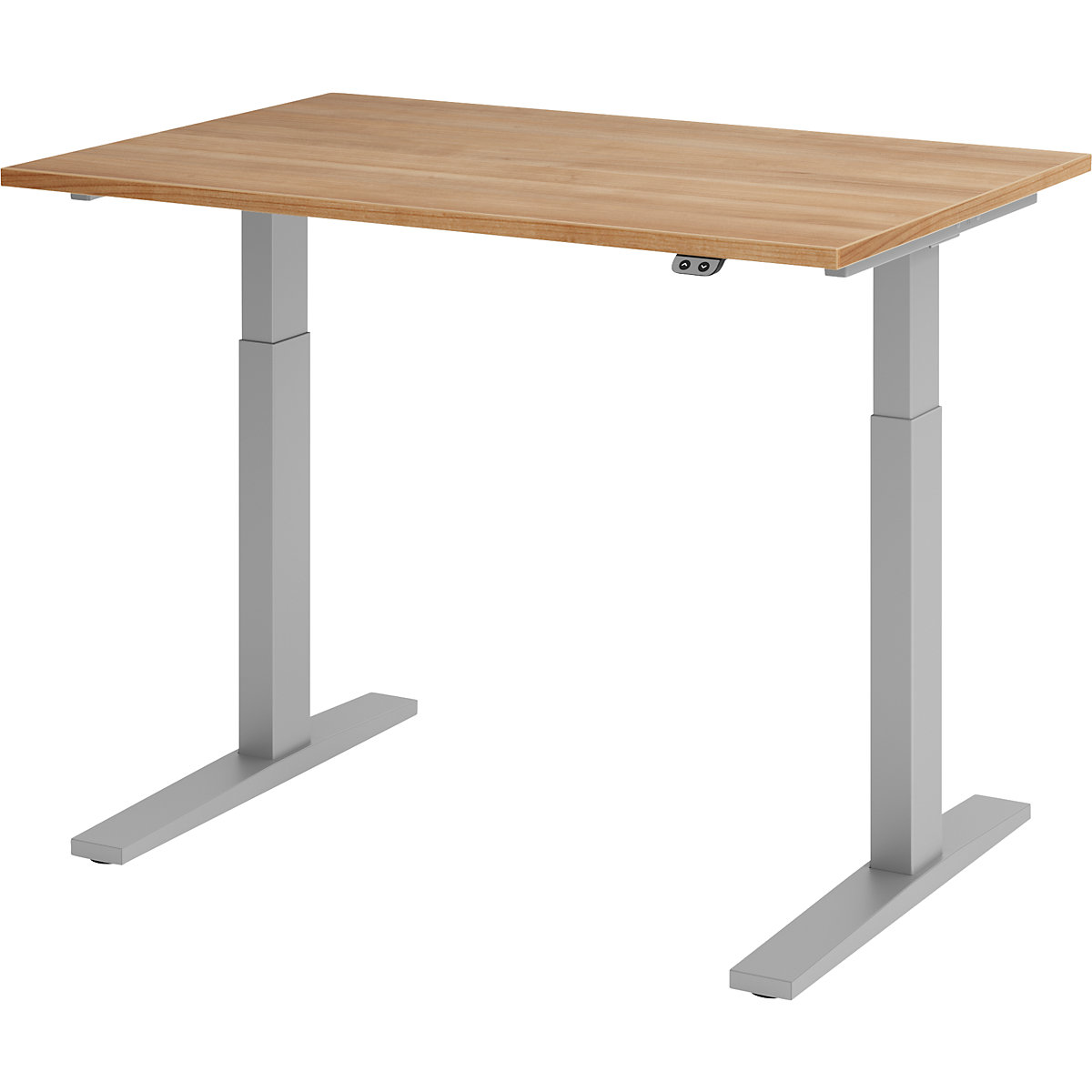 Biurko, z elektryczną regulacją wysokości UPLINER-K, 700 – 1200 mm, szer. x głęb. 1200 x 800 mm, szer. x głęb. 1200 x 800 mm, orzech/srebrne aluminium-0