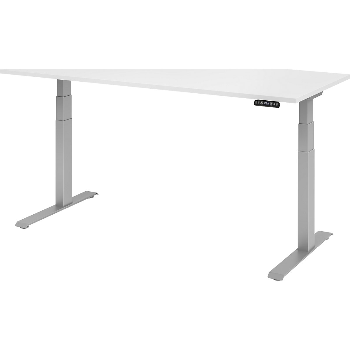 Biurko, z elektryczną regulacją wysokości UPLINER-K, z włącznikiem funkcji pamięci, szer. x głęb. 1800 x 800 mm, białe/srebrne aluminium-0