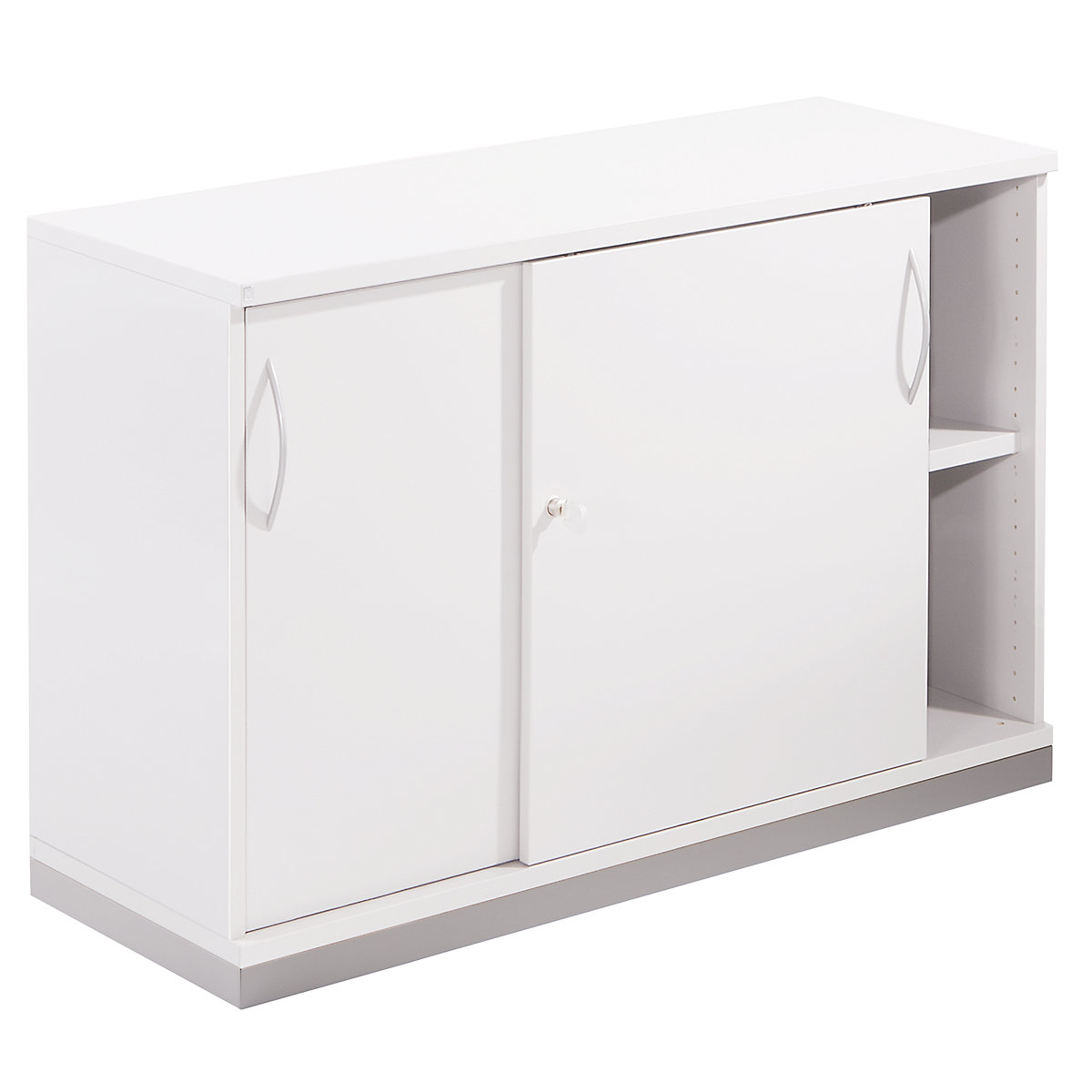 Armario de puertas correderas THEA, 1 balda, 2 pisos de archivadores, blanco roto-0