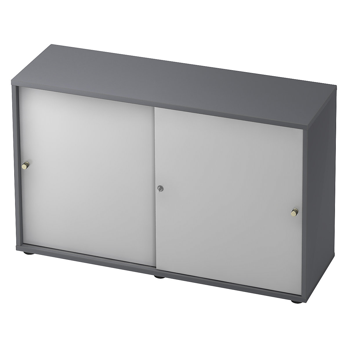 Dulap cu uși glisante – eurokraft pro, 1 poliță, perete despărțitor central, grafit / argintiu aluminiu-0