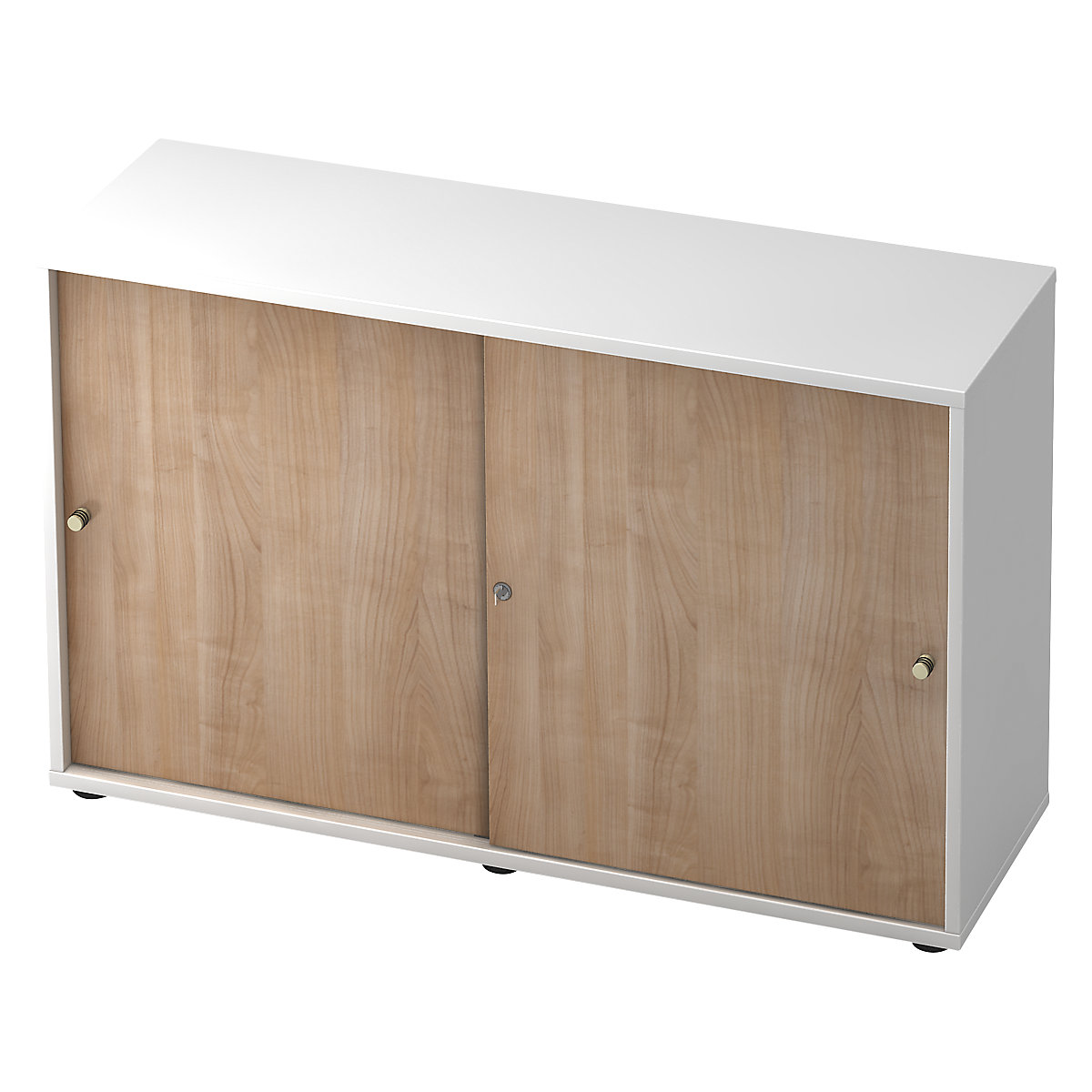 Dulap cu uși glisante – eurokraft pro, 1 poliță, perete despărțitor central, alb / decor nuc-0