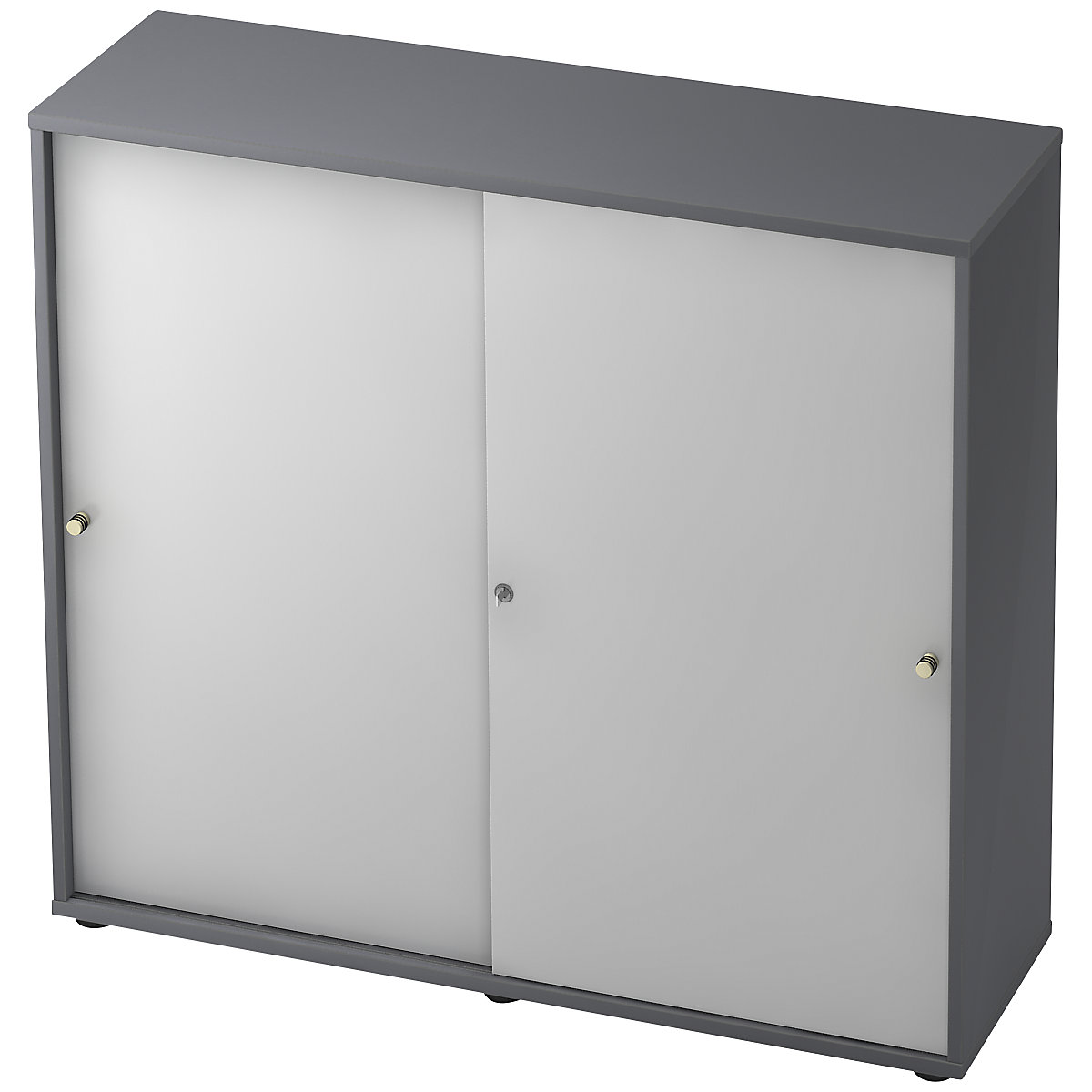 Dulap cu uși glisante – eurokraft pro, 2 polițe, perete despărțitor central, grafit / argintiu aluminiu-0