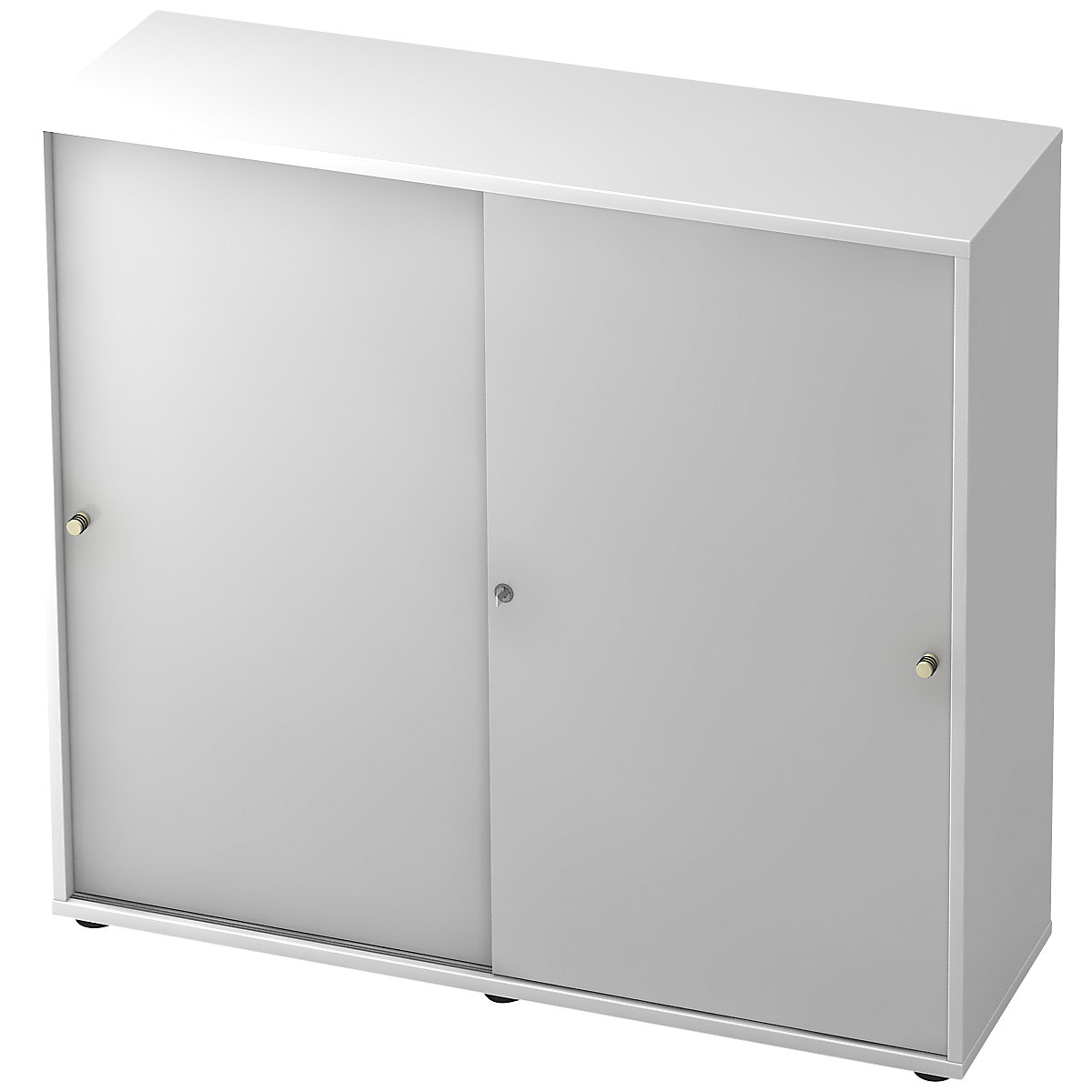 Dulap cu uși glisante – eurokraft pro, 2 polițe, perete despărțitor central, alb / argintiu aluminiu-0