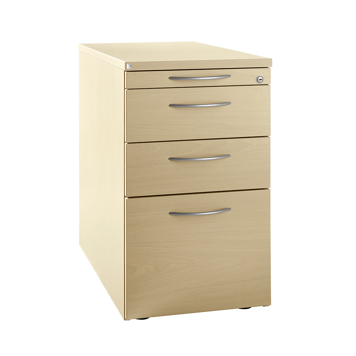 Casetieră fixă HANNA, 1 sertar pentru instrumente, 2 sertare pentru materiale, 1 sertar pentru registratură suspendată, decor arțar-0