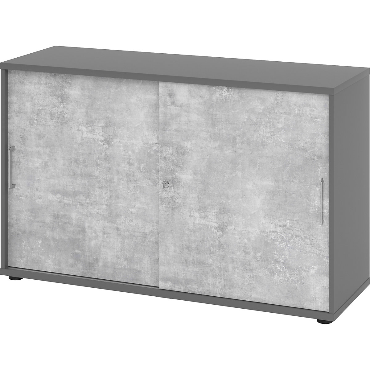 Dulap cu uși glisante VERA-ZWO, î. x lăț. x ad. 748 x 1200 x 400 mm, înălțime pentru 2 bibliorafturi, grafit / beton-0