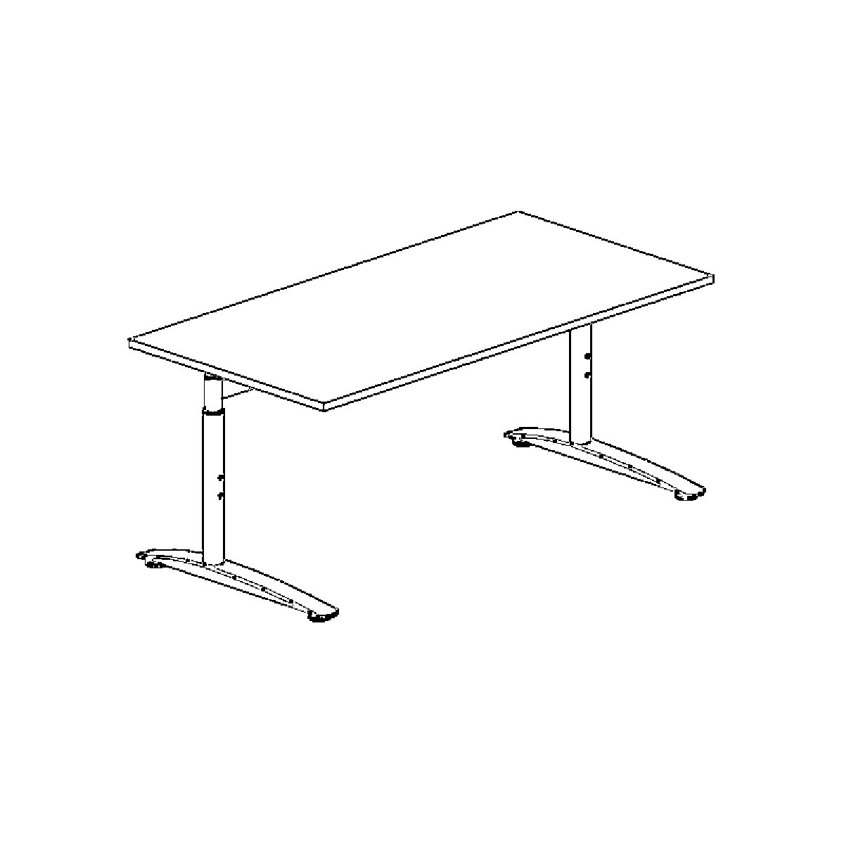 Pisalna miza, bela / aluminijasto srebrna P12 – eurokraft pro (Slika izdelka 2)-1