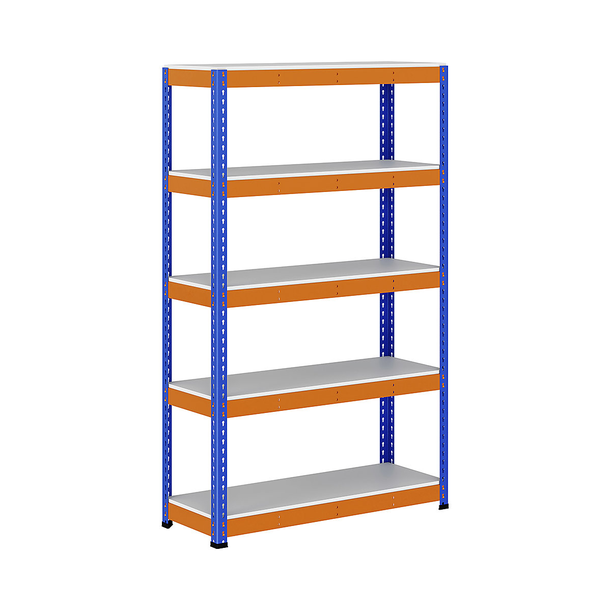 BiG400 1980mm High Racking, BiG400 1980mm High Racking, BiG400 Melamine Racking 1980h x 1220w x 455d mm 5 Levels 375kg UDL Blue & Orange-325