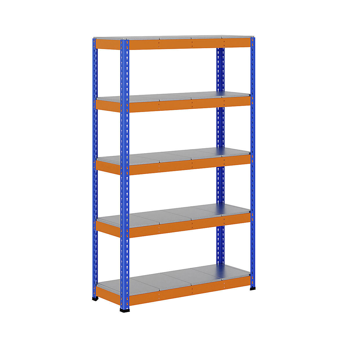 BiG400 1980mm High Racking, BiG400 1980mm High Racking, BiG400 Steel Racking 1980h x 1220w x 455d mm 5 Levels 375kg UDL Blue & Orange-88