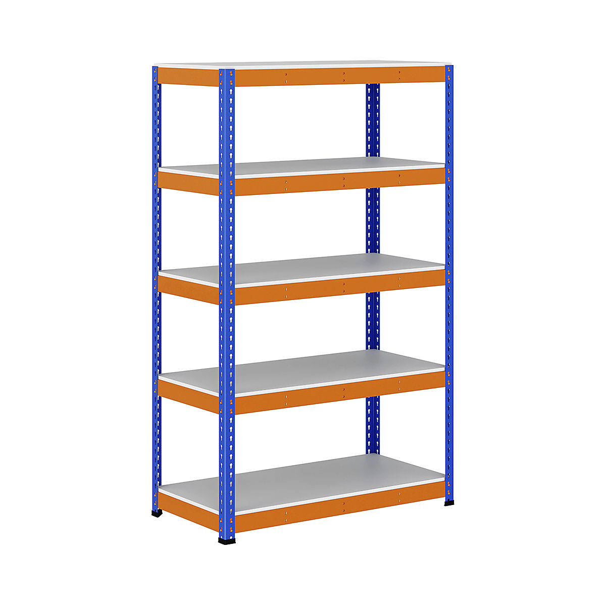 BiG400 1980mm High Racking, BiG400 1980mm High Racking, BiG400 Melamine Racking 1980h x 1220w x 610d mm 5 Levels 375kg UDL Blue & Orange-24