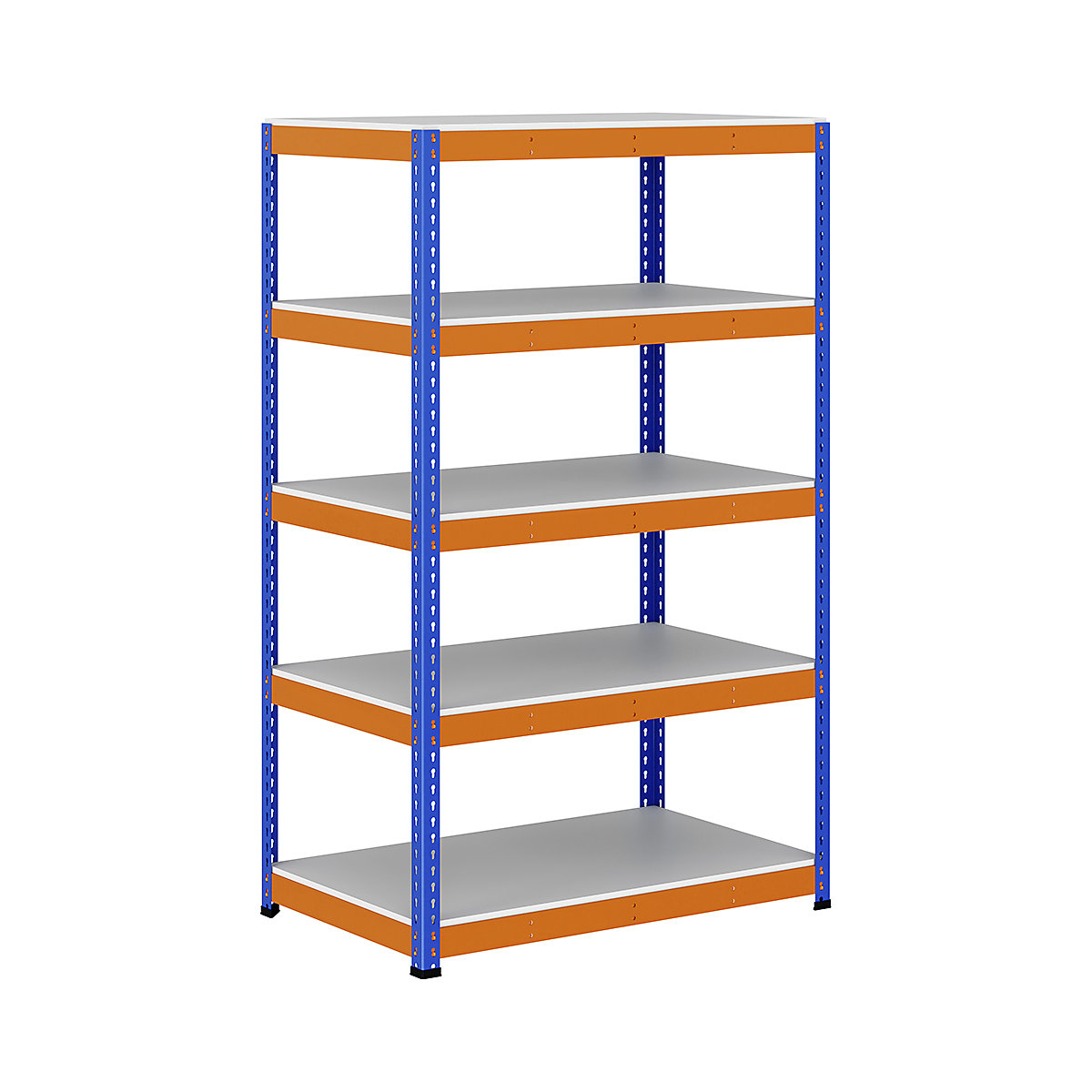 BiG400 1980mm High Racking, BiG400 1980mm High Racking, BiG400 Melamine Racking 1980h x 1220w x 760d mm 5 Levels 375kg UDL Blue & Orange-231