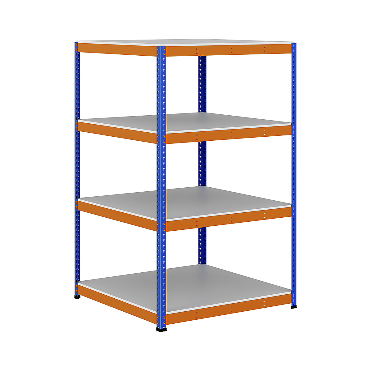 BiG400 1980mm High Racking, BiG400 1980mm High Racking, BiG400 Melamine Racking 1980h x 1220w x 1220d mm 4 Levels 400kg UDL Blue & Orange-12