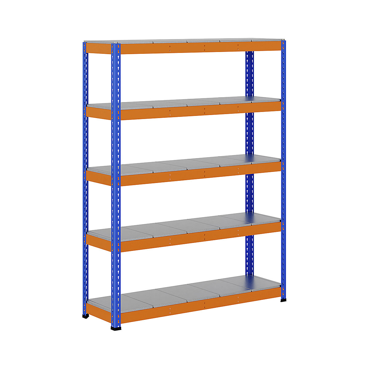 BiG400 1980mm High Racking, BiG400 1980mm High Racking, BiG400 Steel Racking 1980h X 1525w X 455d Mm 5 Levels 375kg UDL Blue & Orange-359