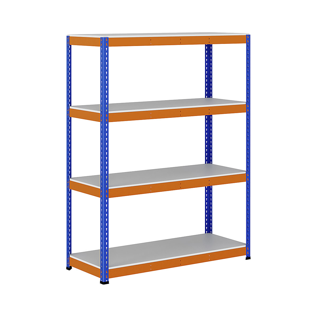 BiG400 1980mm High Racking, BiG400 1980mm High Racking, BiG400 Melamine Racking 1980h x 1525w x 610d mm 4 Levels 400kg UDL Blue & Orange-102