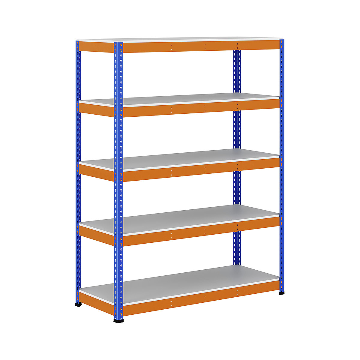 BiG400 1980mm High Racking, BiG400 1980mm High Racking, BiG400 Melamine Racking 1980h x 1525w x 610d mm 5 Levels 375kg UDL Blue & Orange-56