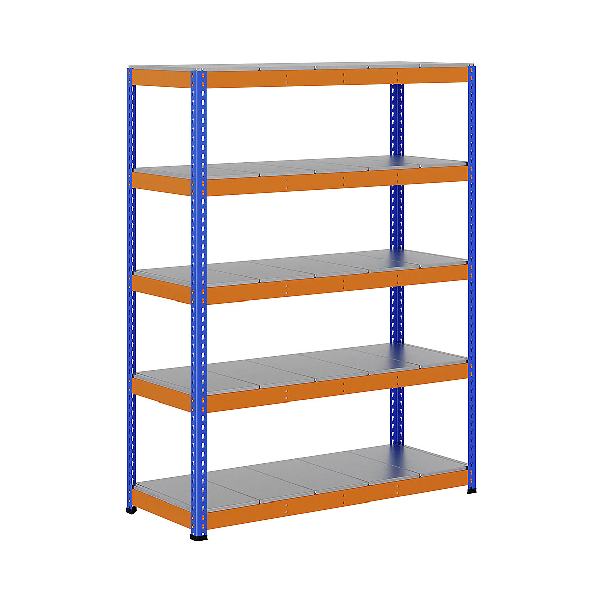 BiG400 1980mm High Racking, BiG400 1980mm High Racking, BiG400 Steel Racking 1980h X 1525w X 610d Mm 5 Levels 375kg UDL Blue & Orange-117