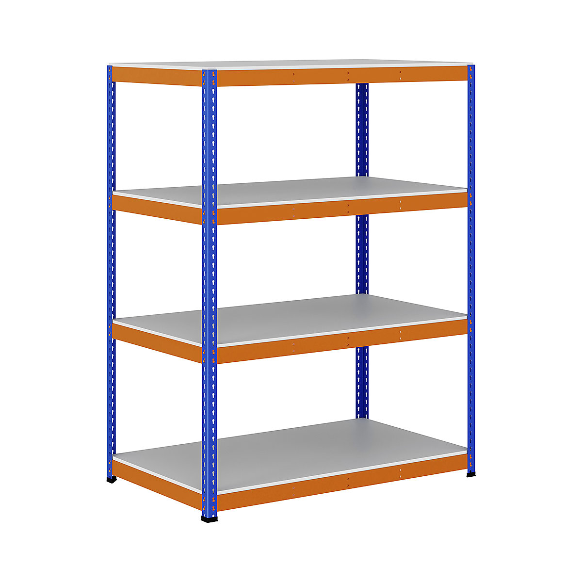 BiG400 1980mm High Racking, BiG400 1980mm High Racking, BiG400 Melamine Racking 1980h x 1525w x 915d mm 4 Levels 400kg UDL Blue & Orange-319